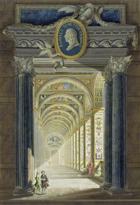 Frontispiz mit einem Medaillonporträt von Raphael (1483-1520), aus Delle Loggie di Rafaele nel Vaticano, graviert von Giovanni Volpato (1735-1803), veröffentlicht ca. 1772-77 von Pietro Camporesi